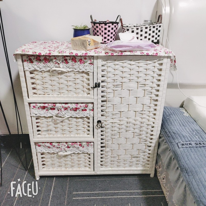 编织环保藤编储物柜餐边柜客厅床头柜田园收纳柜宝宝衣柜斗柜经济
