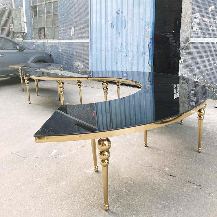 工厂不锈钢餐桌圆酒店宴会桌子欧式大JSP-021半圆桌S桌型桌