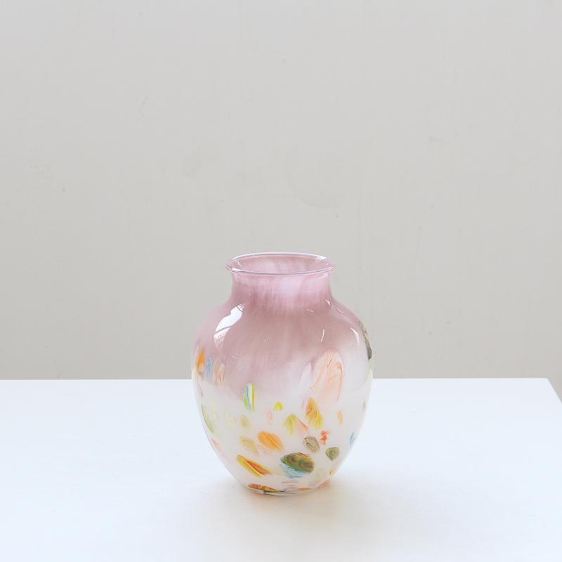 厂瓶家销中古风工渐直变粉紫色玻璃花轻奢BX8-25-0风桌面居手家鲜