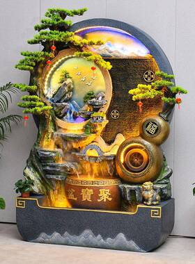 水幕墙流水屏MJM风客厅别庭院落地鱼池景办观假山泉公室喷装墅饰