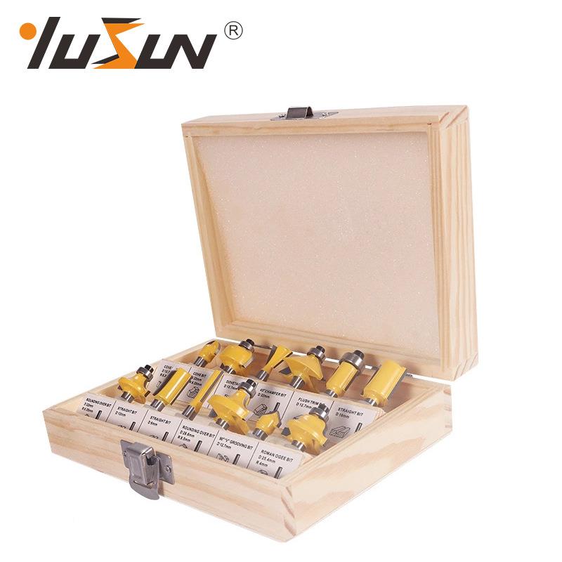 宇盛2件套木工铣刀组套装修边机刀电木5铣雕刻机铣1刀套12pc钨钢