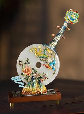 珐琅CF-06222彩香山鸣平安摆件天凤然饰玉石装品客厅玄关电扣视柜