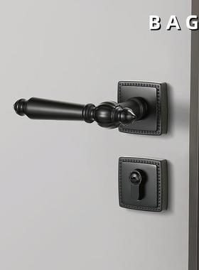 BAB磁吸门锁房门卧室具室内法静音美式实木家用黑色把手A9-306H内