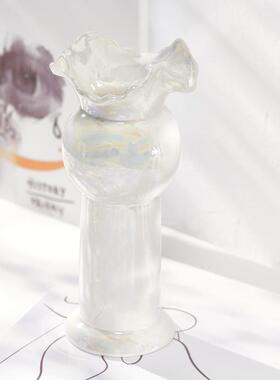 蜀门ins轻奢珍白北欧简珠约饰陶瓷干花花艺瓶家居OWH客厅术装插花