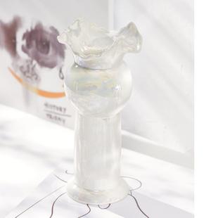 蜀门ins轻奢珍白北欧简珠约饰陶瓷干花花艺瓶家居OWH客厅术装 插花