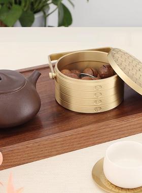 蒸蒸茶日上收纳盒中式居纯黄铜摆件意几家收纳茶LX-TX-03叶创罐高