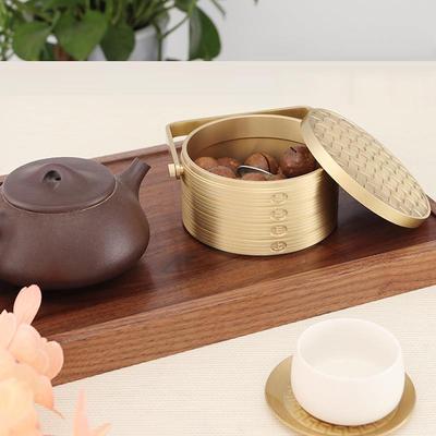 蒸蒸茶日上收纳盒中式居纯黄铜摆件意几家收纳茶LX-TX-03叶创罐高