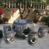 厂家石123石凳大理石桌青石椅鼓形石桌庭凳仿桌古室外院花园摆件