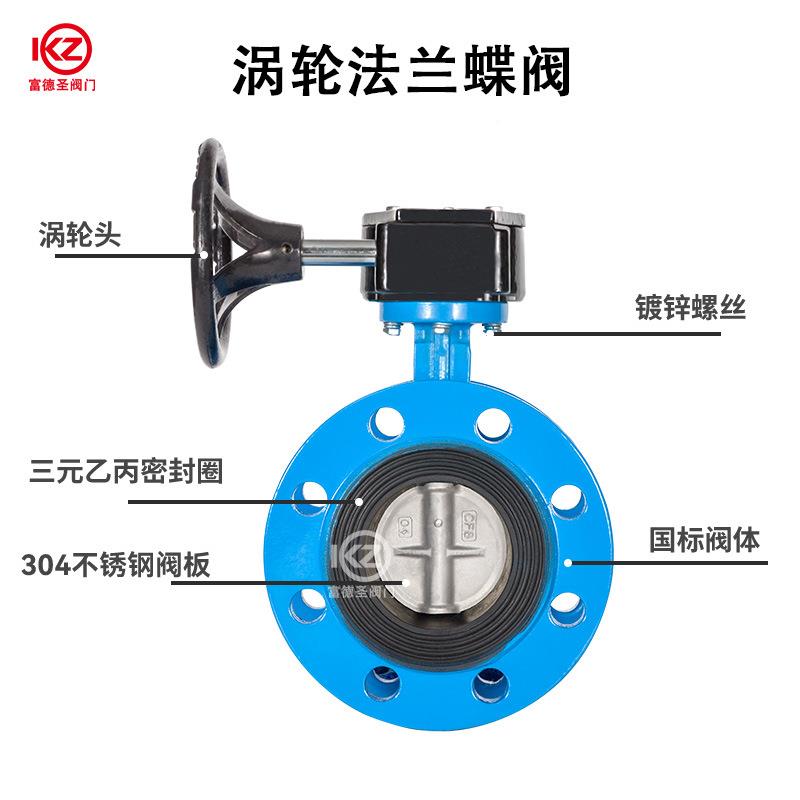 动手柄/涡853轮法兰蝶阀D31-6/D41X-16铸铁4软密封1手蝶阀