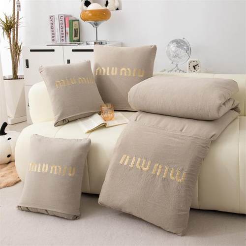 2类0袋25新垫款A全棉格子简约两JL用办公车载午休沙发靠口抱枕被