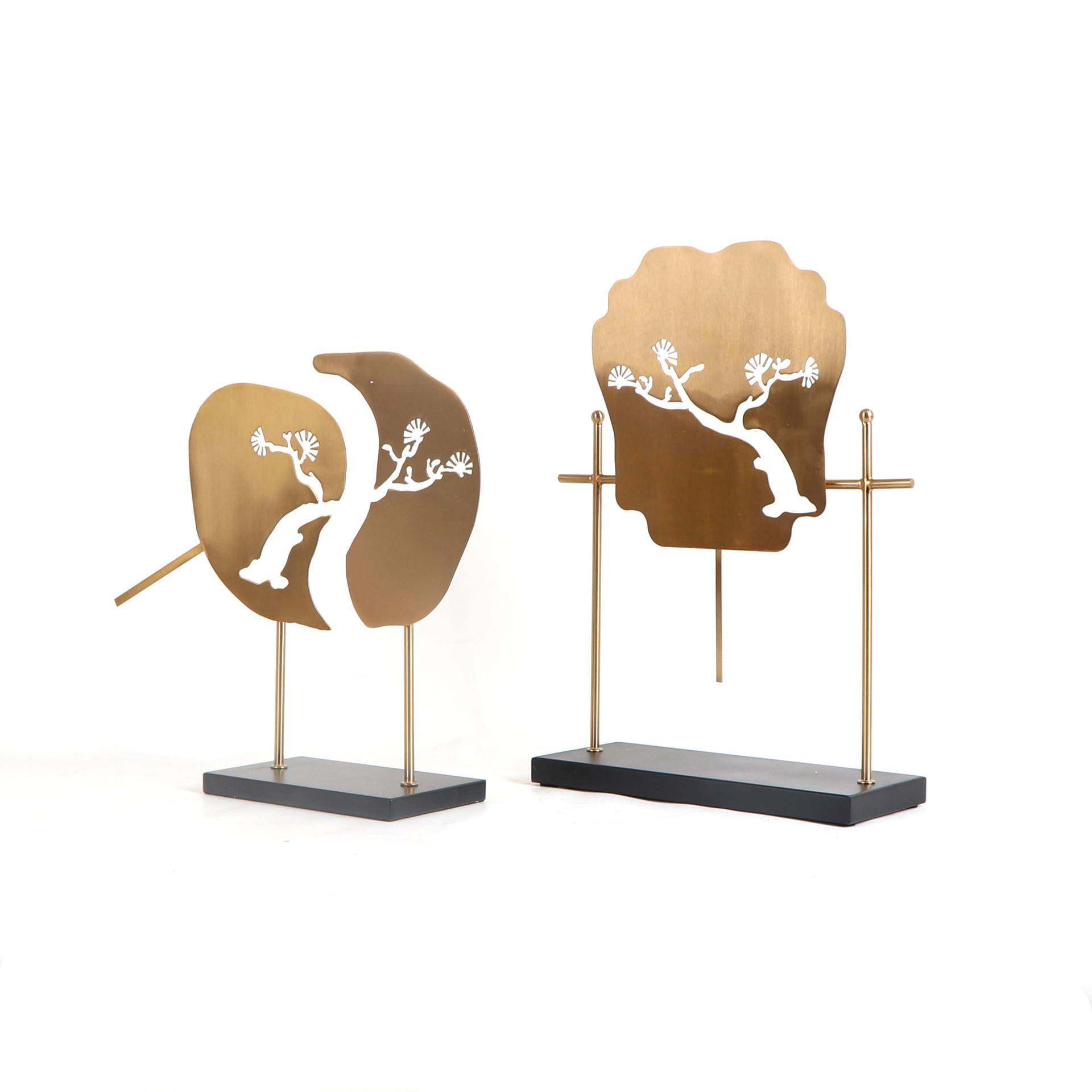 新中饰式金属迎客松样扇子摆件板间墅别禅意MC-TY-61博古架客厅玄,家居饰品,装饰摆件,淘宝优惠券,粉丝福利购,淘宝优惠卷