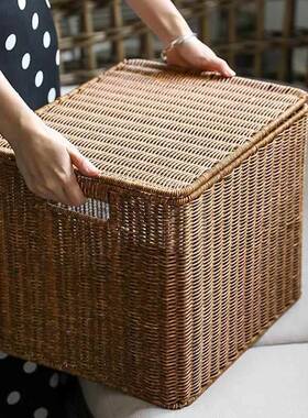 收纳盖箱49138大号仿藤筐编有衣服理箱子衣帽间储物箱收整纳陈之