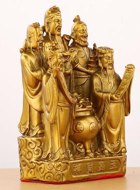 黄铜五路财神爷摆五路宝盆铺财神件爷像家居店公司装聚饰340礼品