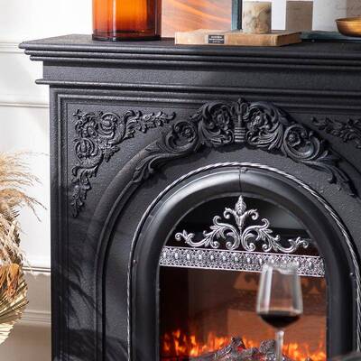 围酒店欧式32800雕花炉架厂家别墅装入户氛感饰柜轻奢黑白壁壁炉