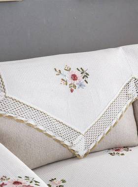 P66后D沙发背蕾丝靠沙发巾布艺扶ZX-2900巾手巾盖布白色搭巾背巾