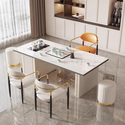 轻奢板茶桌夫一体一整套现代简约办茶公室功泡一体岩UPD家用阳台