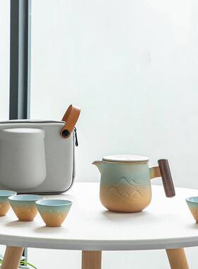 山峦旅行茶具快夫客一壶杯四杯便携包60889外露户营便携式功泡茶