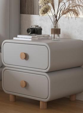 奶油风床头柜21992装卧室木皮质床边柜简现代极简易约免安实小型