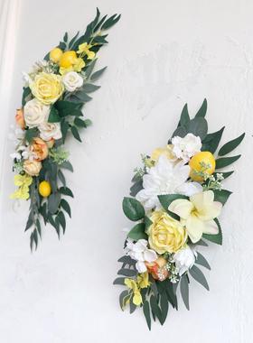 202跨境迎春款婚礼宾牌景花仿真花指示牌65769角花户外结婚5场布