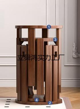 橡胶实可木功能叠叠乐圆凳叠放新IJM中式客木厅卧室餐多凳组合免