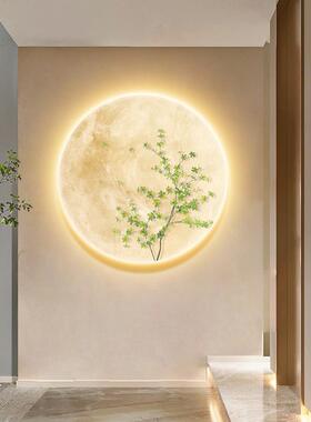 月球玄关NCK装饰画挂奶油风绿植廊过道壁灯餐厅画卧室壁床走头画