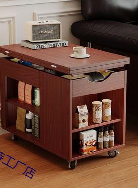 实木小推车18859茶几家用可折边叠动茶功台小户型客厅多能沙移发
