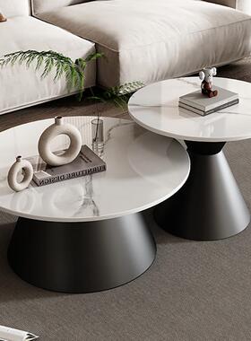 现简约客岩代板茶几轻奢小户圆茶几圆形沙发边几家用厅87857小型
