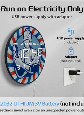 简约理发店理师静客厅挂温钟电子多功能家用时钟78765带度湿度发