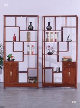 梨木博古实木新花中34586式多宝茶室架置物架阁工艺品架古董架隔