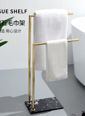 全铜毛巾架浴置浴物架轻奢金色生大56128理石卫间浴缸落室地立式