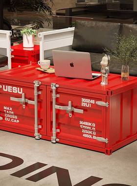 工业风沙发边几铁艺集装创意子l箱of61101t床头收纳物小柜桌子茶