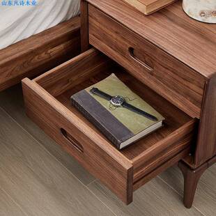 北黑桃木床头物27123柜全实木现代美简约胡轻奢型式卧室收纳置架
