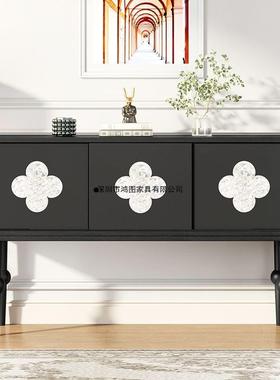 玄关超窄法式古廊黑走尽头柜复过道中63731古风四叶草装饰柜客柜