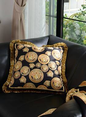 酒店档范双面花鹿皮绒系抱枕靠垫印圆形蒲WJW团家居高摆饰沙发靠
