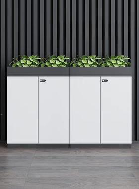 公办室件隔断柜绿CYV植文槽柜资料柜花柜储物木质矮柜白色边柜
