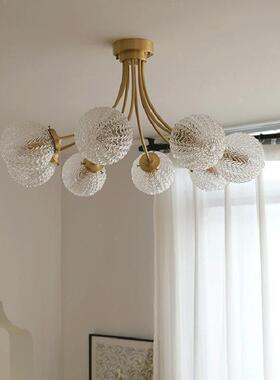 简IVG约现吸美式球形玻代璃法式轻奢客卧室餐厅主卧厅波浪雪球顶