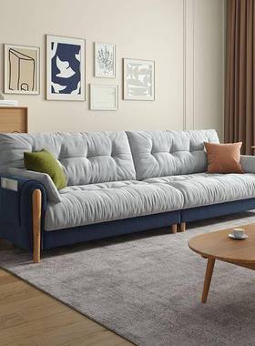 现代台大小户厅阳公das61035寓客棉麻沙发组合原木直排三位型沙发