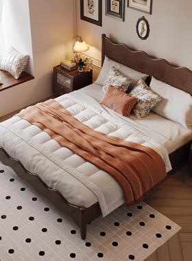 .全实木胡桃色双人床1.8米DGL15床现代简约波浪床床主卧婚美式复