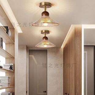 黑中古风走廊桃过道灯中式吸顶灯胡新实木茶DCI色入户玄关复古阳