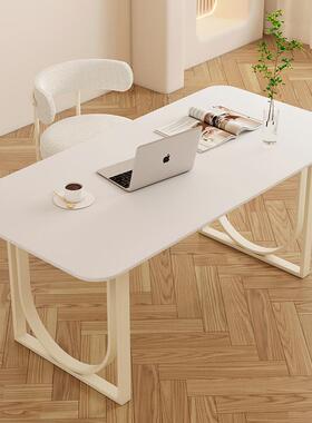 法式奶油风F97SJ7M8岩板书桌椅家用式电桌脑桌办公红客厅白色茶桌