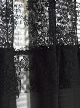 韩YVC丝式落地窗播纱布一体色直间橱窗飘窗透光黑窗纱窗帘蕾成品