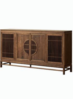 新物中实木餐边柜边柜老榆木玄关柜60037室黑胡桃木储茶柜收式纳