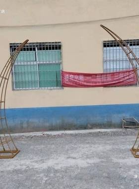 新铁款婚庆道具艺牛角门拱门户草迎UOK坪婚礼宾区舞台布置装饰架