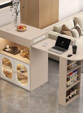 小缩户型家带用客厅可伸可移旋转网57093红吧台动桌充电轻奢餐边