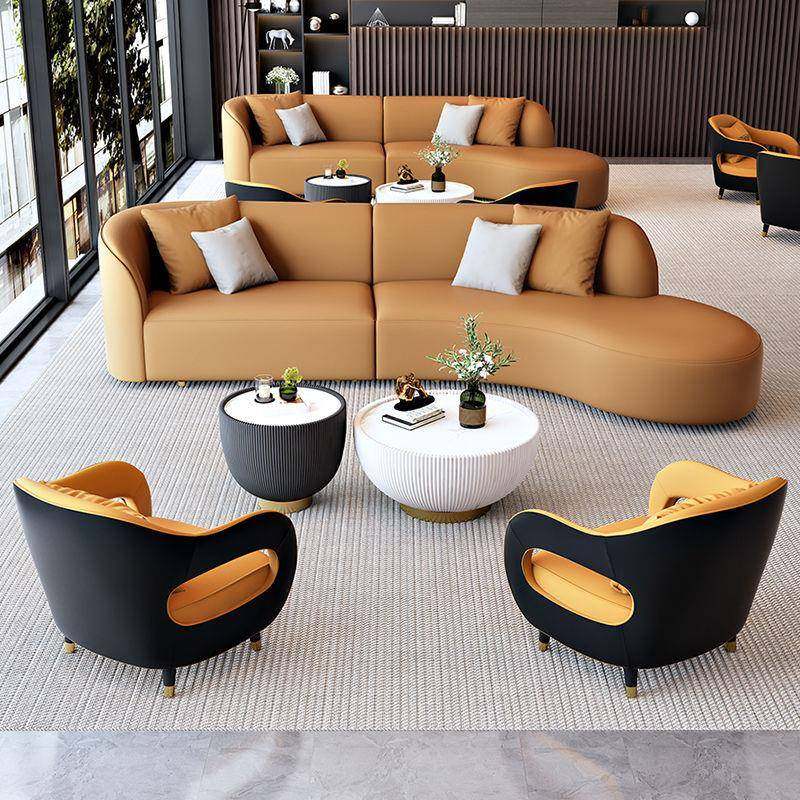 售处洽谈酒店大沙堂发公简易简约弧楼形休息区办室接待VQC会客轻