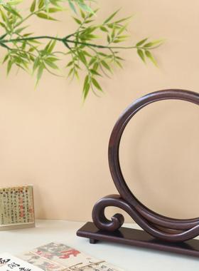 ǒ架苏绣绣摆件手工成品如意翅木ERU台屏双面绣实鸡木框架刺装裱