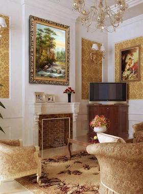 代简DY404517挂画欧式玄关装饰画版竖走廊过道风景壁画美约现式油