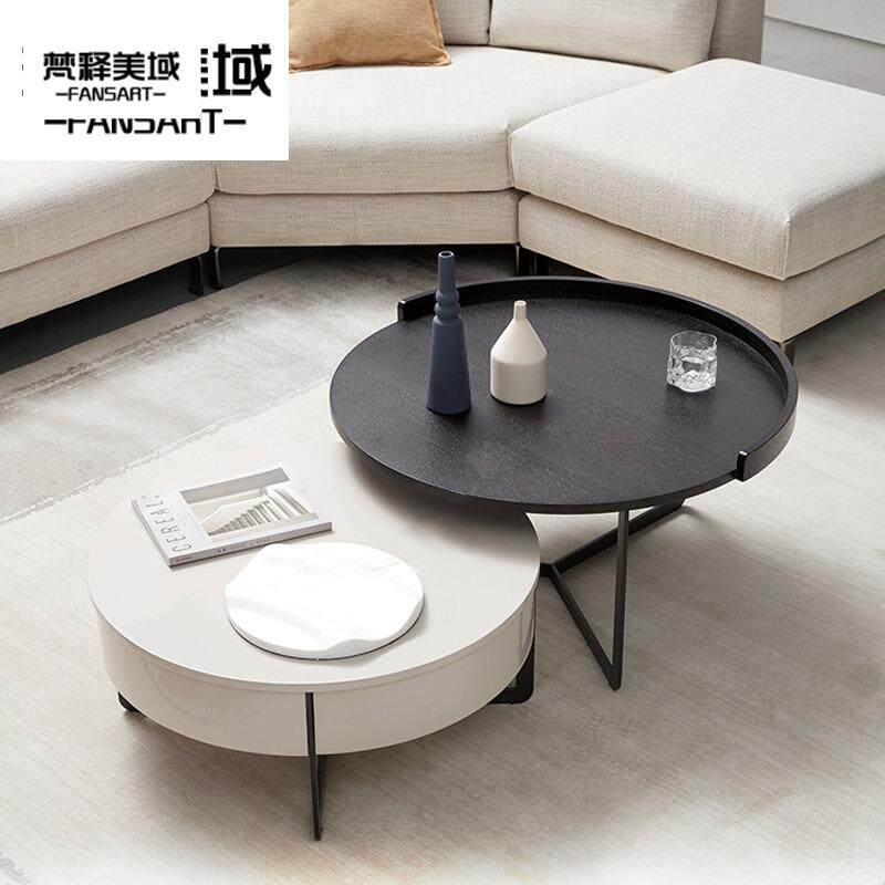 W6品轻法式茶组几电视柜组合简小约客厅户型大小圆形茶几90927合