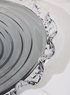 新简约款轻奢创意玻璃水端餐果盘桌面茶几高样板77171房精致装饰