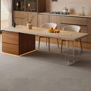 多石饭墨烯餐桌岩板齐板平岛台发热一LIM体暖菜带电磁炉功能储物